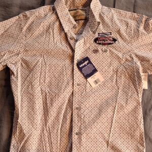 Wrangler White and Brown Patterned Button Down Shirt